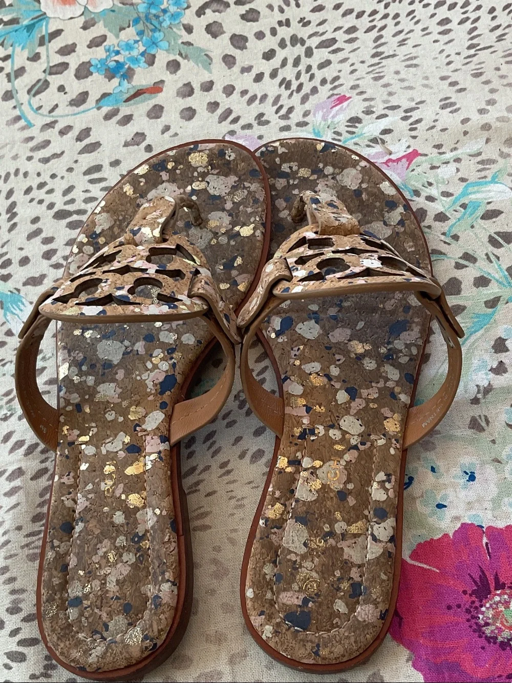 Tory Burch Miller Welt Confetti Cork Sandals